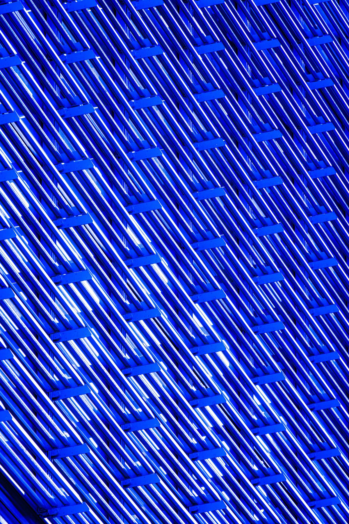 Blue architectural panels, violet-toned